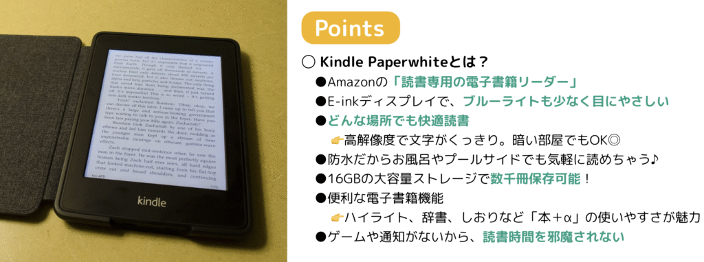 Kindle Paperwhiteとは?のポイント説明